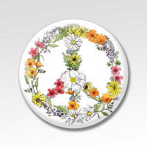 Floral Peace Sign 2.25 Round Magnet