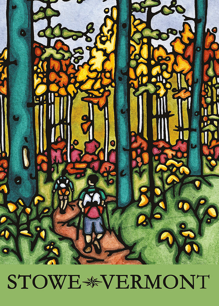 Hiking Magnet Stowe Vermont 2.5x3.5 Magnet