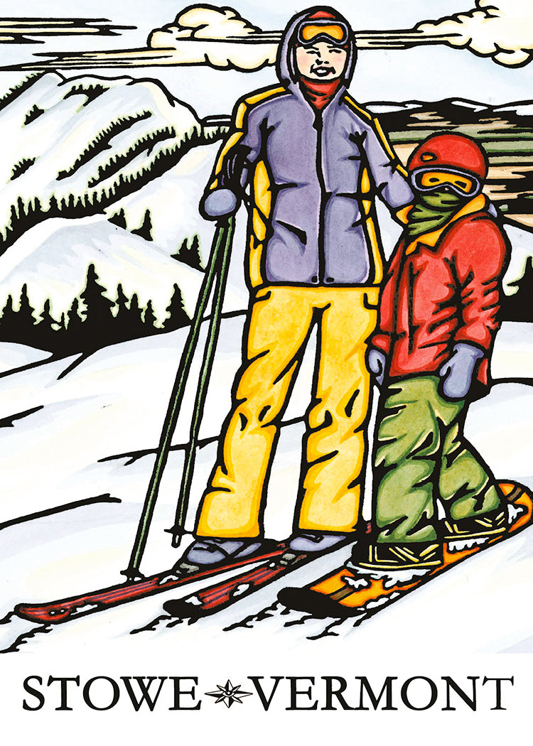Skiing Magnet Stowe Vermont 2.5x3.5 Magnet
