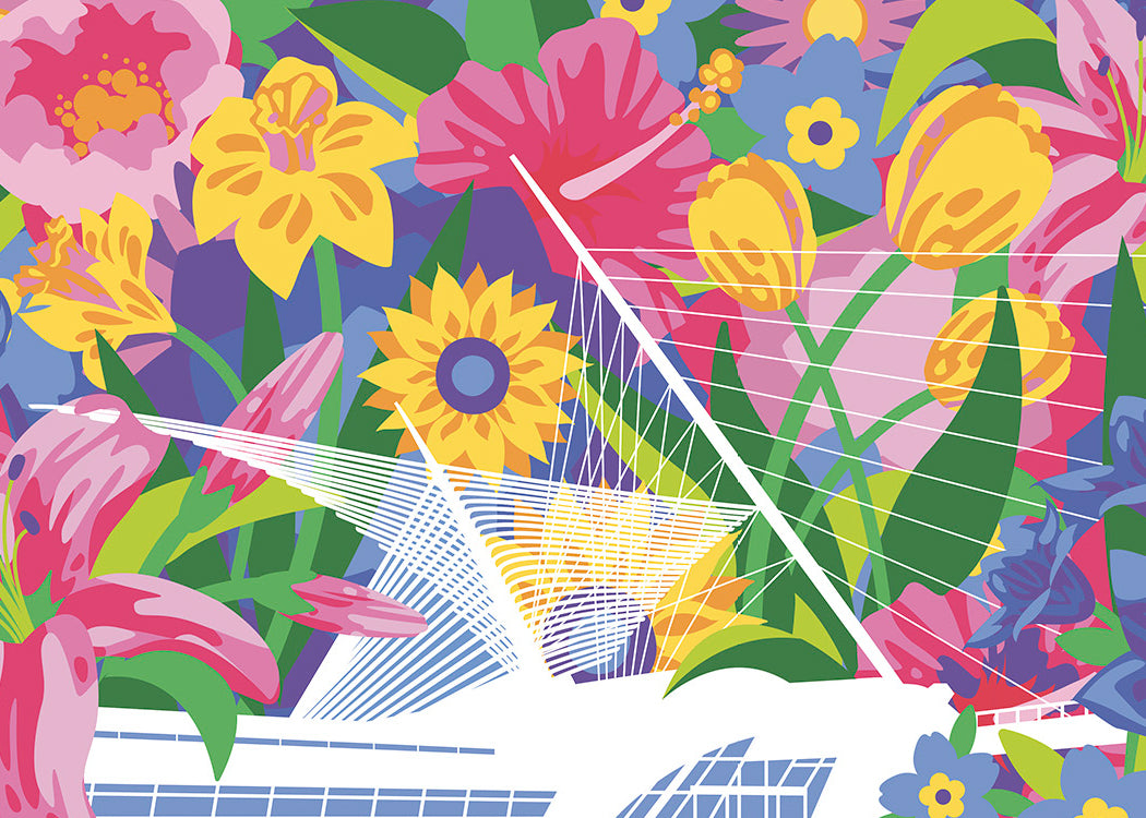 Art in Bloom Floral with Building 2.5 x 3.5 Magnet