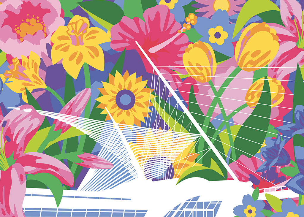 Art in Bloom Floral with Building 2.5 x 3.5 Magnet