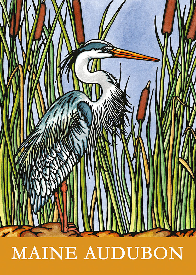 Maine Audubon Heron 2.5x3.5 Magnet