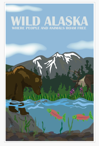 Wild Alaska 11x17 Poster White Tube with Label