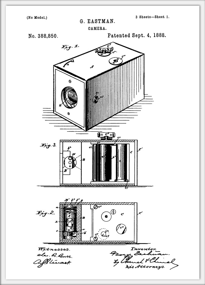 Patent for the Original Kodak camera 4.25x6 Postcard