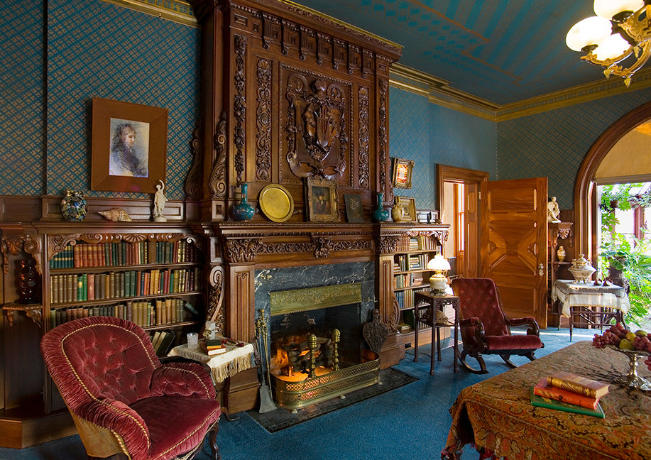 Library Fireplace 4x6 postcard