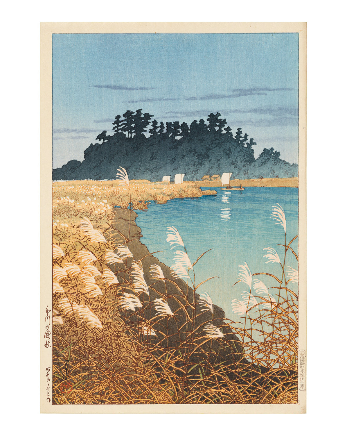 Kawase Hasui Late Autumn in Ichikawa 11x14 Matted Print