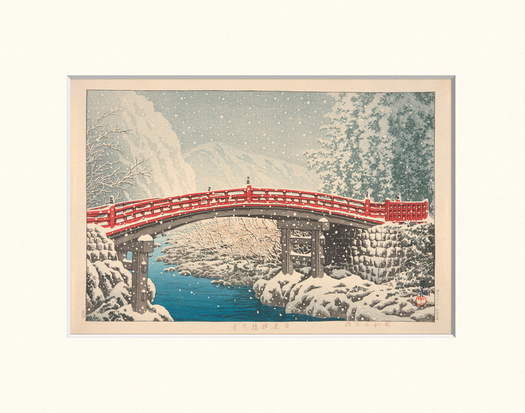 Snow at Kamibashi Bridge in Nikko 11x14 Matted Print