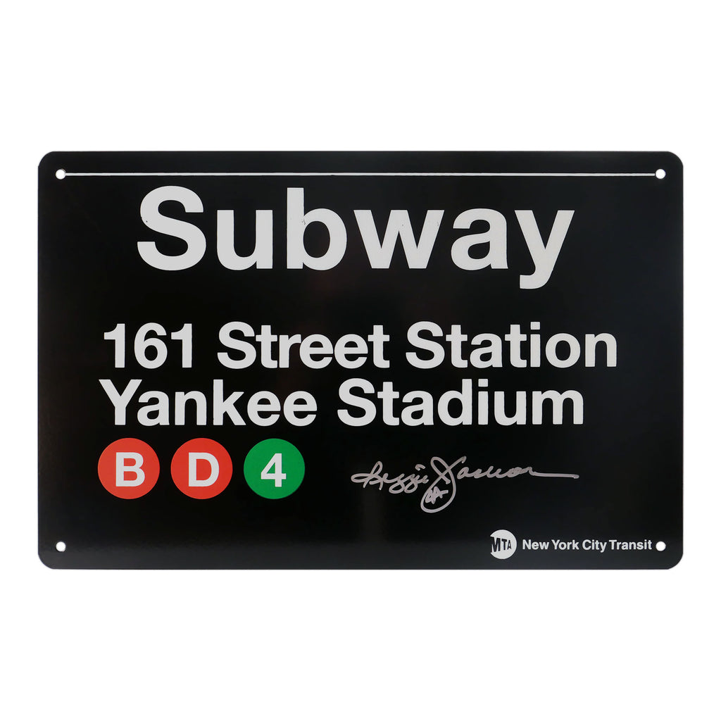 Hand Signed Reggie Jackson Yankee Stadium Steel Subway Sign