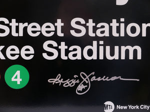 Hand Signed Reggie Jackson Yankee Stadium Steel Subway Sign