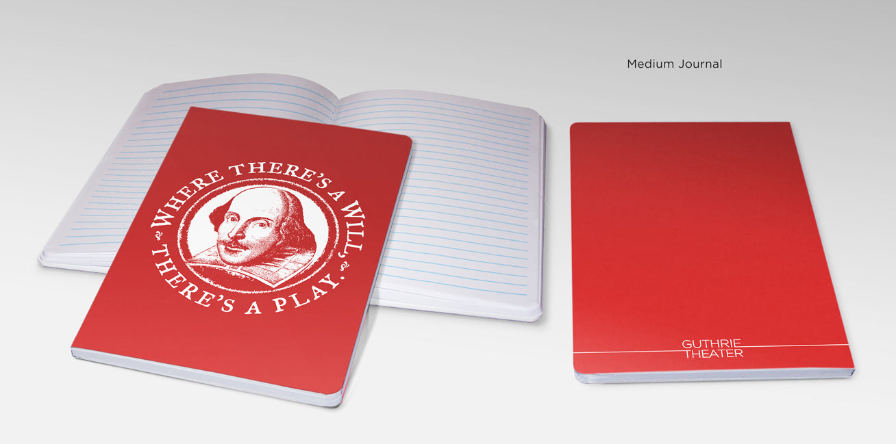 Shakespeare Where There's a Will Red Journal Medium 5.5 x 7.5 70 Lined Pages
