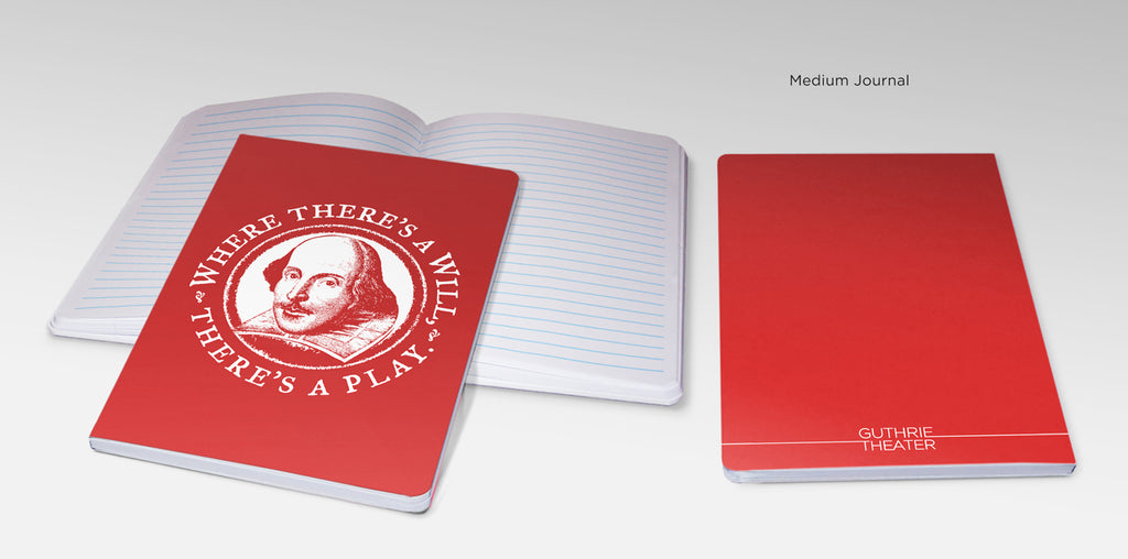 Shakespeare Where There's a Will Red Journal Medium 5.5 x 7.5 70 Lined Pages