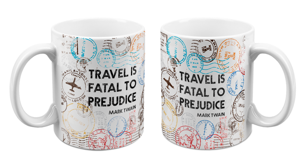 Travel is Fatal Stamps Mug 20oz