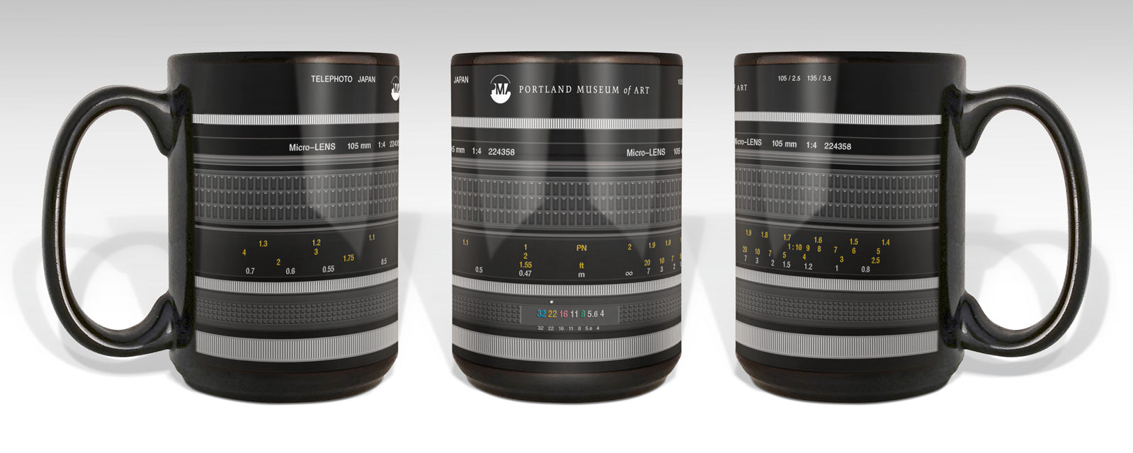 Camera Lens Portland Museum Logo Mug (15oz Black)