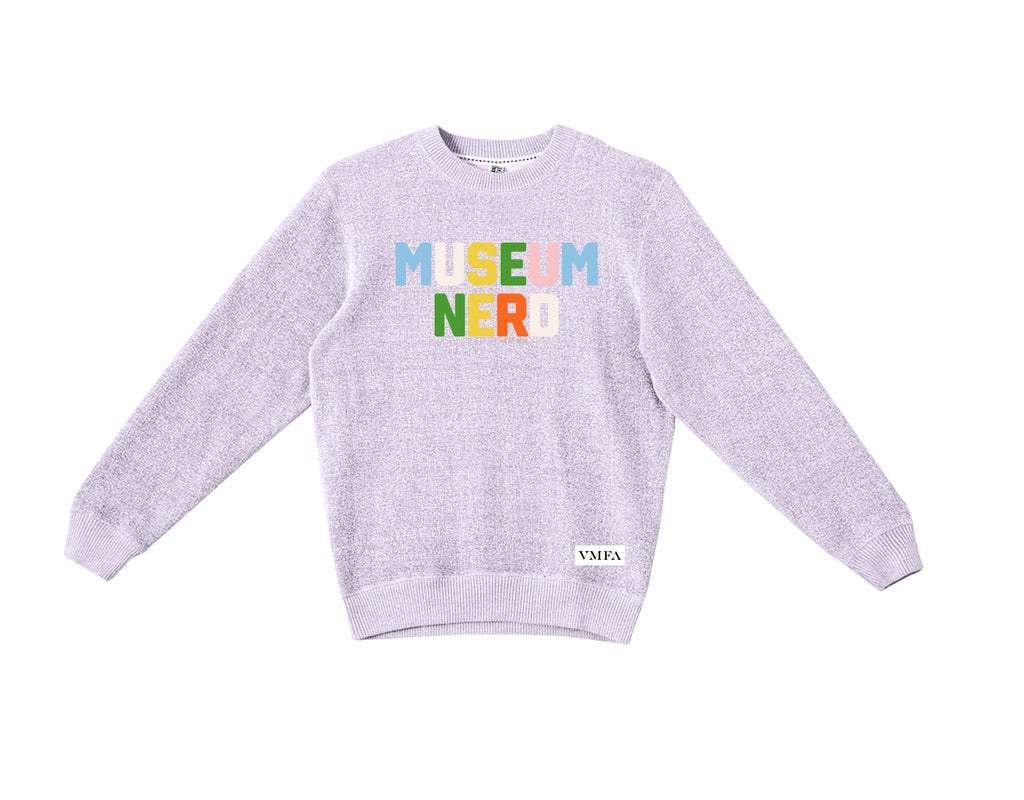 Museum Nerd Multicolor Crewneck Sweatshirt Ice Purple