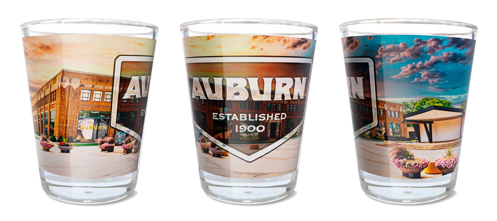Building Auburn Logo Shot Glass (Clear Rim)