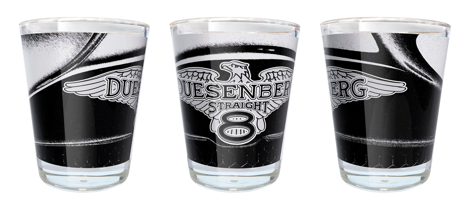 Duesenburg 8 Shot Glass (Clear Rim)