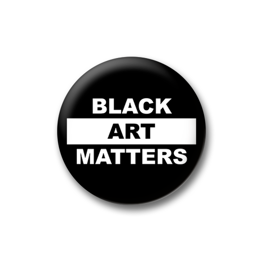 Willie Cole Black Art Matters White on Black Button