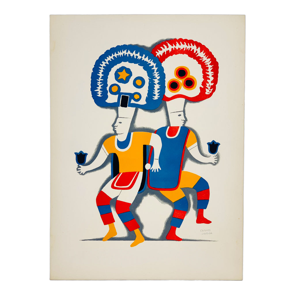 Carlos Mérida - Two dancers performing the dance of the plume Lithograph