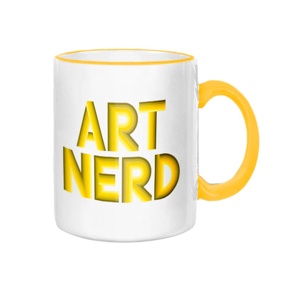 Art Nerd Yellow Rim and Handle Mug